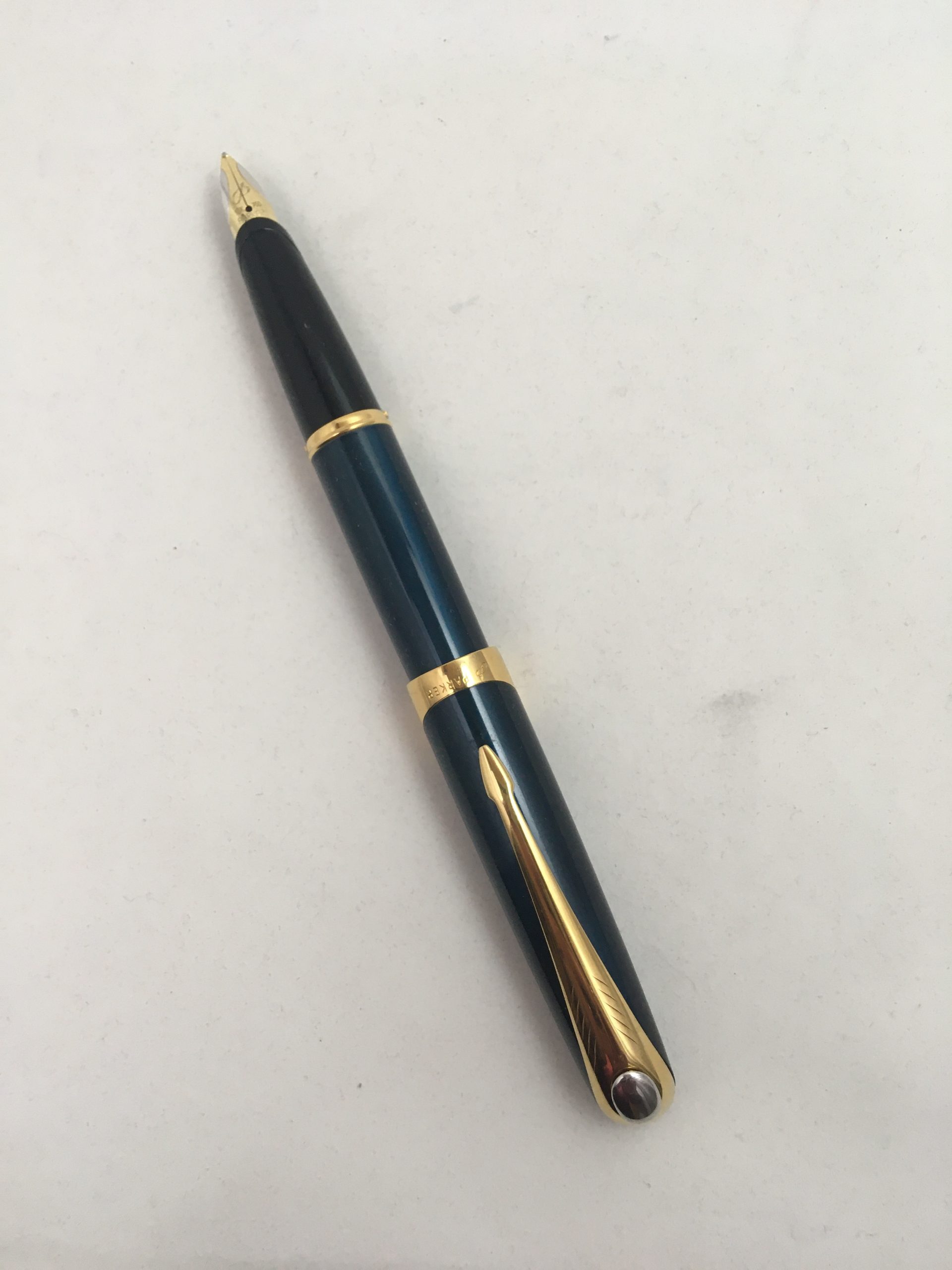 Parker Ellipse and Blue Resin Fountain Pen, Gold Medium Nib, France - 123-PEN